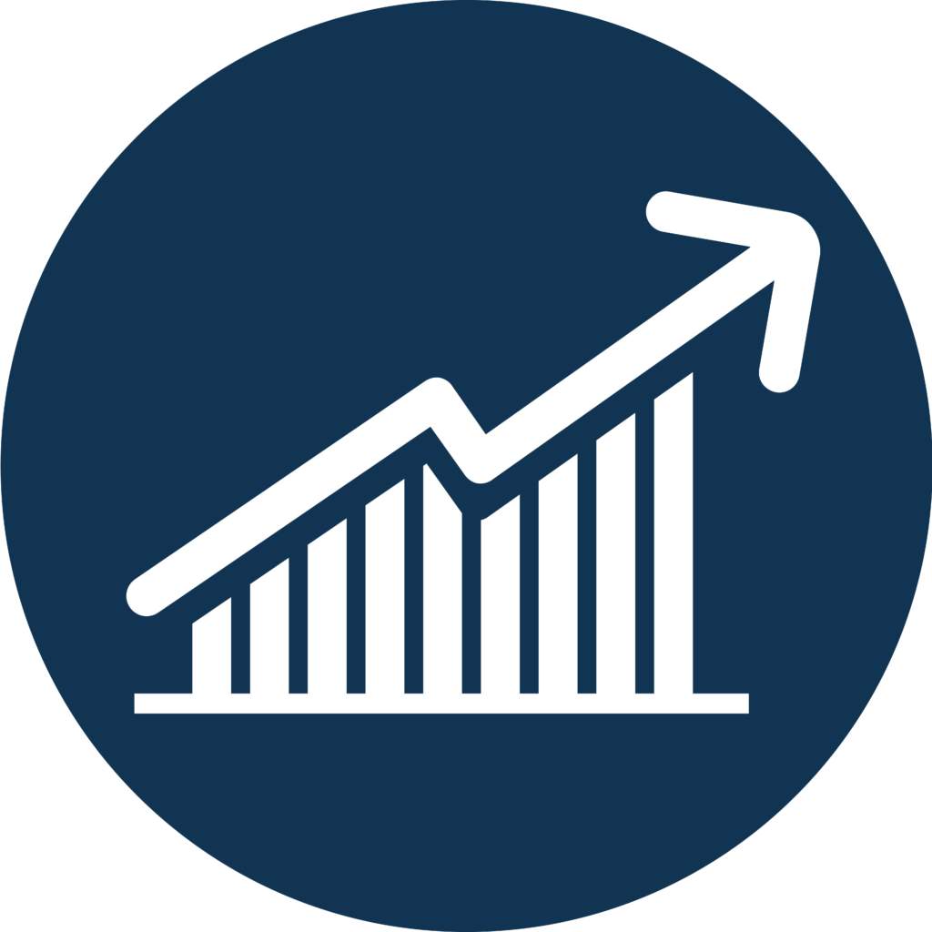Icon for wealth planning for executives page shows a graph that is progressing upwards